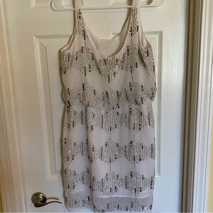 Sequin Dress, Size M, Silver and White